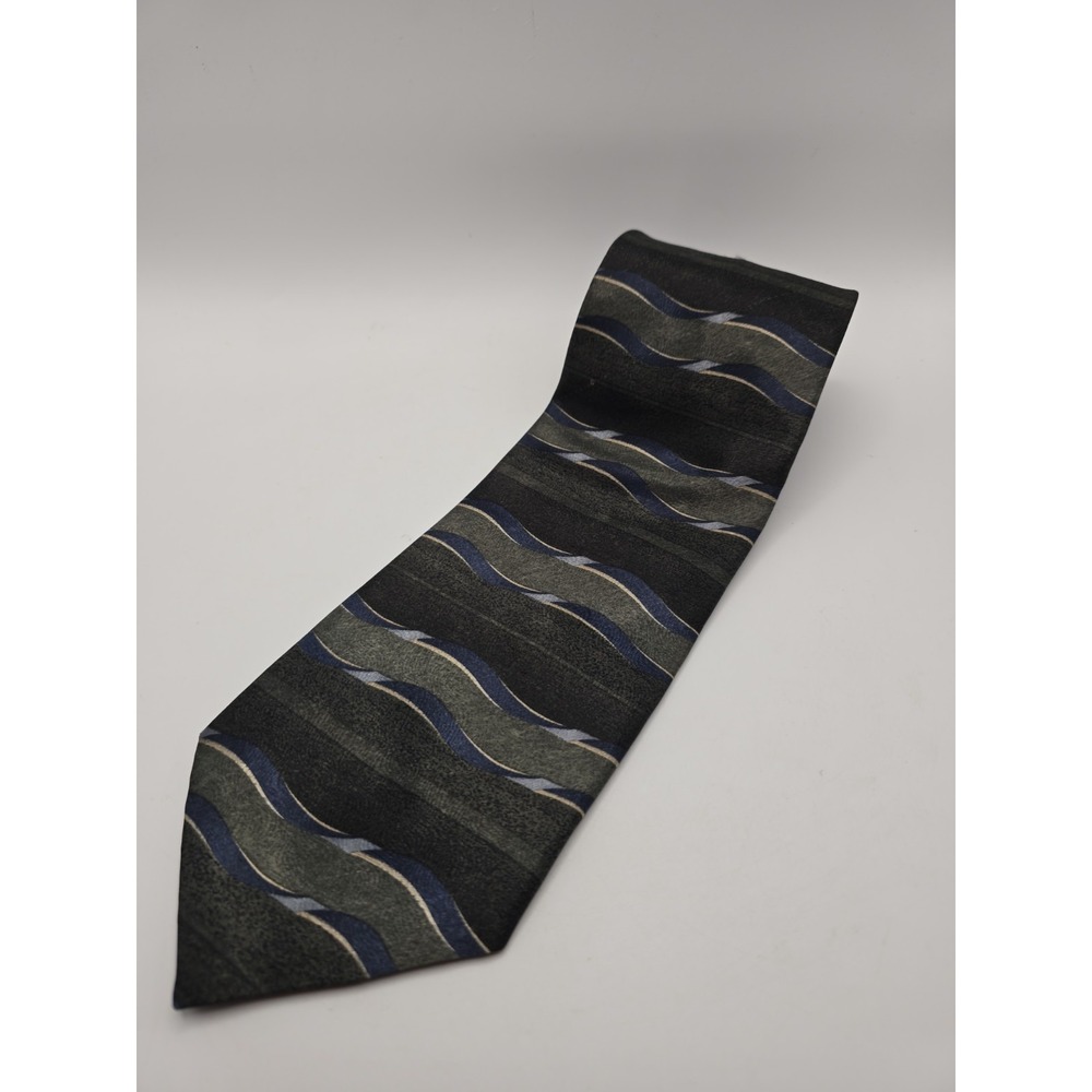 Town Craft Mad In The U.S.A. Tie Green Unique Wave Pattern